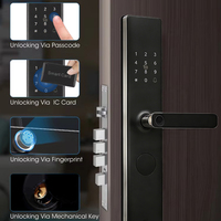 Cerradura Inteligente de Alta Calidad, Material de Acero Inoxidable ABS Ignífugo, Control por Huella Digital, Contraseña, Tarjeta y Aplicación en la Nube, Color Negro