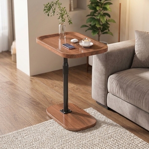 Tavolino <span class=keywords><strong>da</strong></span> Caffè Girevole Portatile dal <span class=keywords><strong>Design</strong></span> Moderno con MOQ Basso, con Vano Portaoggetti, Colore Noce, Altezza Regolabile per <span class=keywords><strong>Divano</strong></span> e Comodino - Product Image 1