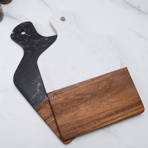 Tabla de cortar de madera de acacia de mármol blanco, tabla para cortar queso de mármol, bandeja para servir de mármol - Product Image 6