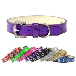 <span class=keywords><strong>Collar</strong></span> de Lujo Personalizable Moderno para Perros Pequeños, de Microfibra Sólida con Letras de Diamantes de Imitación y Purpurina DIY - Product Image 4