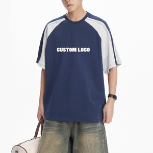 Venta al por mayor 300GSM Heavy Weight T-shirt 100% algodón Color a juego cuello redondo manga corta logotipo personalizado verano hombres camiseta - Product Image 2