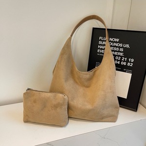 2PCS/Set Vintage <strong>Soft</strong> Velvet Suede <strong>Leather</strong> Tote Bag Hobo Shoulder Hand Bags Satchel Quiet Luxury <strong>Purse</strong> Tote Bag for Women - Product Image 3