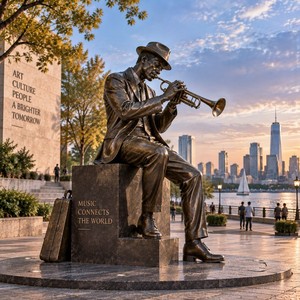 Sculpture de <span class=keywords><strong>trompettiste</strong></span> en bronze poli, statue sur le thème de la musique contemporaine pour les places commerciales et les collections privées - Product Image 4