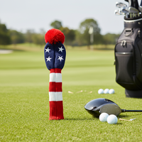 Housse de tête de club de golf en cuir PU tricoté sur mesure, fermeture magnétique, design portable, artisanat du fil fait main, logo personnalisé, votre design, marque PM