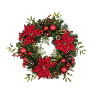 Hot Sales Customized Pinecone Red Berry Green Christmas Wreath for for Front Door Wall - Product Image 2