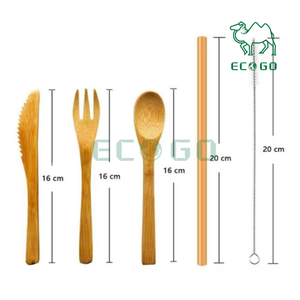 6 uds cocina de bambú reutilizable utensilios de viaje de madera juego de utensilios de cocina de Bambú - Product Image 3