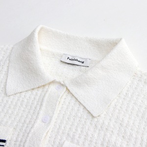 Camisa de Malha de Algodão de Manga Curta com Botões Simples, Estilo Francês, Elegante e de Alta Qualidade para Primavera e Verão - Product Image 2