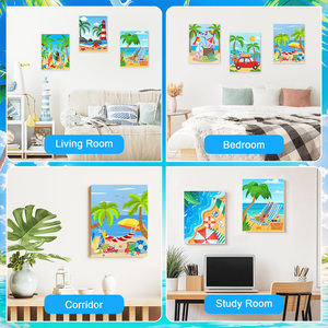 Panwenbo 8x10 inch mùa hè trước khi rút ra vải để sơn bãi biển Pre in vải sơn trước kéo dài vải - Product Image 6