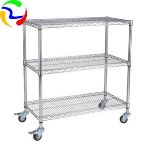 Estante de metal ajustable Estante de almacenamiento de malla de alambre móvil rodante galvanizado con ruedas Protección contra la corrosión - Product Image 4