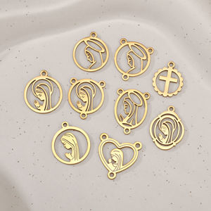 Colgantes Conectora de la Virgen María de 3 Agujeros, Pulidos a Espejo, de Acero Inoxidable, para Collares, Pulseras y Accesorios de Joyería - Product Image 6