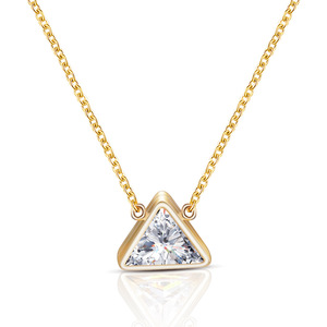Collier avec pendentif en zircon triangulaire géométrique, chaîne en acier inoxydable et titane pour femme, bijoux cadeau, or rose, argent, or - Product Image 2