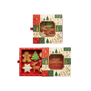 Custom Christmas Cookie Drawer Sliding Rigid <b>Box</b> with Clear PVC Window Biscuit Packaging Holiday Gift <b>Box</b> for Candy <b>Sweets</b> - Product Image 2