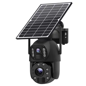 6MP Ubox Security Dual Camera Panel solar Vigilancia PTZ 4G Versión Europea Tarjeta SIM Cámara solar Cctv para exteriores