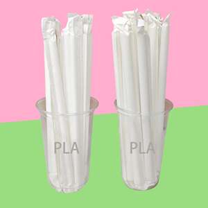 หลอดดูดน้ำสีขาวแบบใช้แล้วทิ้ง ย่อยสลายได้ เป็นมิตรกับสิ่งแวดล้อม สำหรับงานเลี้ยงชานม หลอด PLA ขายส่ง - Product Image 1