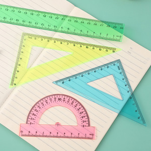 Soododo 4-mảnh 30cm tam giác nhựa hình học thiết lập đầy màu sắc phụ kiện phong phú sinh viên vẽ toán học thiết lập cho các trường học nghiên cứu bán buôn - Product Image 2
