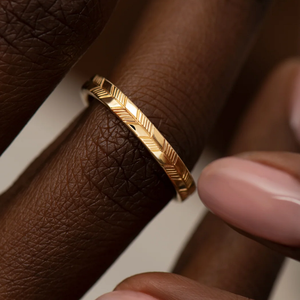 Custom logo Engraved 14k Rose Gold Plated Wedding 925 Sterling <strong>Silver</strong> Women Abstract <strong>Feather</strong> Engraving Small Band <strong>Ring</strong> - Product Image 5