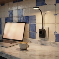 Lampe de lecture LED intelligente portable avec prise Euro, lumière murale pour prise EURO, flexible, CCT, contrôle tactile progressif pour chambre d'hôtel