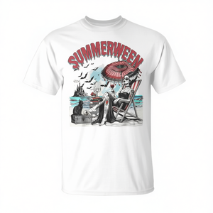 Summerween Halloween Vintage Beach T-Shirt Design de personnage d'horreur - Product Image 2