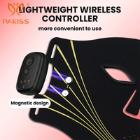 Masque facial LED sans fil PAKISS 510(k) - Masque de photothérapie avec lumières rouges et infrarouges, rechargeable, télécommande pour usage domestique