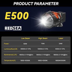 Redsea E500 80W bi led proyector lente 3,0 pulgadas 7 mechas 3 chips súper brillante 5800K doble directo láser bi led proyector - Product Image 6