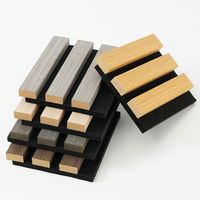 Panneaux acoustiques en bois à lattes en fibre de polyester, panneaux muraux insonorisants pour cinéma maison et salle de jeux, pour murs et plafonds