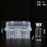 Boîte de rangement pour flacons en plastique transparent à 2 compartiments, étui de rangement pour petites bouteilles de 3 ml, conteneur empilable pour tubes d'échantillons