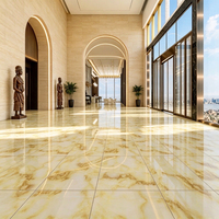 Carreaux de sol vitrifiés polis à veinage doré brillant 600x600 pour la construction de maisons, halls, hôtels et kiosques au Sénégal