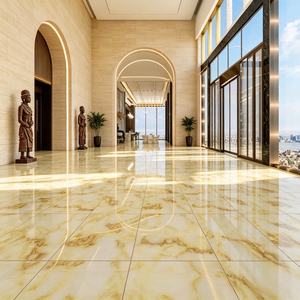 Carreaux de sol vitrifiés polis à veinage doré brillant 600x600 pour la construction de maisons, halls, hôtels et kiosques au Sénégal - Product Image 6
