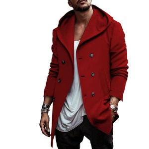 ミッドレングスメンズトレンチコートフード付き秋スタイルダブルブレストスペースコットンブレンド - Product Image 5