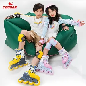 Fabriek Nieuwe Pu Wielen 4 Verstelbare Inline Schaatsen Schoenen Knipperende Roller Cougar Skates Voor Kinderen Beginner