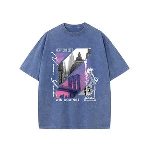 Camiseta Retro Vintage de algodón lavado con ácido para hombre, de alta calidad Algodón 100%, estilo Hip Hop, manga corta, logotipo de secado rápido de gran tamaño - Product Image 5