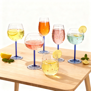 Ensemble de verres à <span class=keywords><strong>vin</strong></span> en cristal sans plomb, écologiques, à motif de pois bleus peints à <span class=keywords><strong>la</strong></span> main, 500 ml, lavables au lave-vaisselle, pour les fêtes et les occasions spéciales - Product Image 4