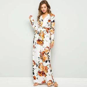 Fashion Design con motivo floreale stampato abito a manica lunga abito da sera donna abbigliamento donna Ropa - Product Image 1