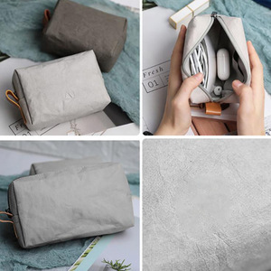 Pochette cosmétique personnalisée en papier DuPont, sac de rangement cosmétique portable pour voyage, sac de rangement minimaliste et tendance Instagram - Product Image 3