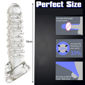 TPE maschio adulto giocattoli sessuali tempo di ritardo pene anelli di ritardo tempo Extender tempo, trasparente TPE Gay divertente pene anello - Product Image 3