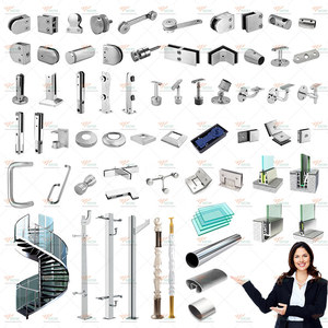 Hiện đại ngoài trời Sàn thép không gỉ cầu thang ban công lan can inox Patio Kính Spigot kẹp cơ sở bìa cho biệt thự Mall phụ kiện Inox - Product Image 1