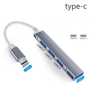 4-en-1 USB 3,0 Hub de alta velocidad <span class=keywords><strong>OTG</strong></span> 4 puertos aleación de aluminio Multi Splitter adaptador de carga/salida de datos/vídeo 11CM <span class=keywords><strong>Cable</strong></span> - Product Image 2