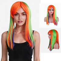 Orange vert bleu couleur idée cheveux avec frange Goku arc-en-ciel surbrillance couleur perruque Cosplay pour fête Offre Spéciale en gros