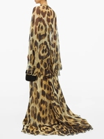 Robe longue décontractée pour femmes, style boubou, en soie, imprimé léopard, superposée, tendance 2026