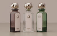 Flacon de parfum de luxe Diya 100 ml de haute qualité avec corps en verre, design rond givré, estampage à chaud, pulvérisateur à pompe personnalisable