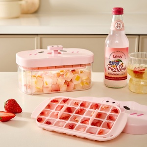 Molde para cubitos de hielo con soporte OEM, de plástico de grado alimenticio, utensilio doméstico de prensado, bandeja para hielo casero y caja de almacenamiento de hielo para refrigerador - Product Image 1