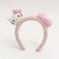 Serre-tête large imprimé léopard motif chat mignon, accessoires capillaires de dessin animé pour le lavage du visage et la prise de photos