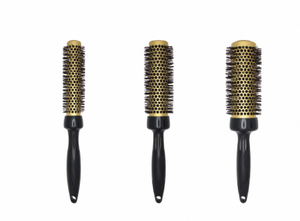 Brosse à cheveux professionnelle à rouleau en céramique avec poils de sanglier doux et manche en caoutchouc antidérapant pour le coiffage en salon - Product Image 3