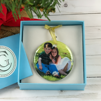 Personalisierter Vollfarbiger Foto-Kristall Ovaler Weihnachtsschmuck Maßgefertigtes Familien-Andenken Weihnachtsdekoration