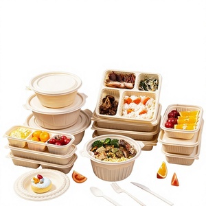 Caja de Comida Biodegradable Desechable de Alta Gama, Hecha de Almidón de Maíz, con Compartimentos, Contenedor para Llevar, Caja Bento de Grado Alimenticio para Comida Rápida - Product Image 1