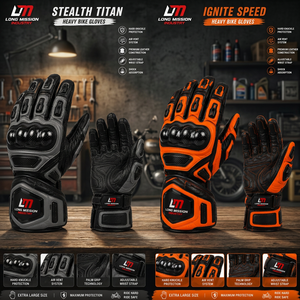 ถุงมือขี่มอเตอร์ไซค์หนังแท้ Long Mission Industry Stealth Titan Ignite Speed Heavy แบบสปอร์ต ระบายอากาศได้ดี เป็นมิตรกับสิ่งแวดล้อม เหมาะสำหรับใช้ในชีวิตประจำวัน - Product Image 1