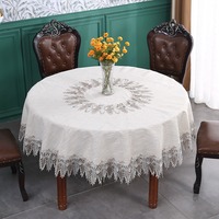 Nappes rondes en lin de 60 pouces, broderie en dentelle de luxe, décoration exclusive en pointillés pour mariage, fête d'anniversaire, haute qualité