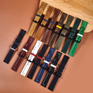 <span class=keywords><strong>Correa</strong></span> de Reloj de Cuero Genuino Crazy Horse de 20mm y 22mm, Moderna, Suave y Transpirable, Disponible al por Mayor - Product Image 3