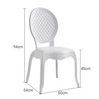 Chaise en plastique PP blanche, style nordique rétro, chaise de princesse, chaise de banquet d'hôtel, chaise avec dossier pour mariage et fête