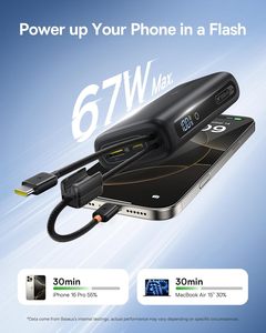 Mini <span class=keywords><strong>Power</strong></span> <span class=keywords><strong>Bank</strong></span> 67W 10000mAh Charge rapide Double USB-C intégré Affichage numérique Chargeur de téléphone portable portable pour - Product Image 3